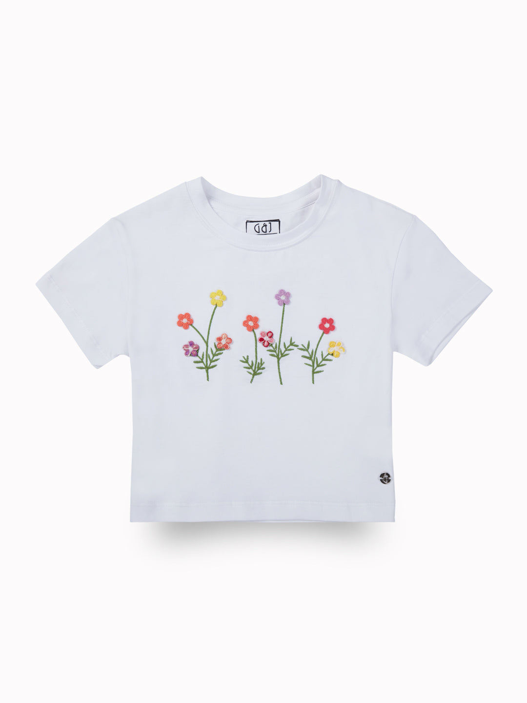 Girls White Casual Relaxed Fit Printed Half Sleeves Tshirt