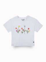 Girls White Casual Relaxed Fit Printed Half Sleeves Tshirt