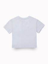 Girls White Casual Relaxed Fit Printed Half Sleeves Tshirt