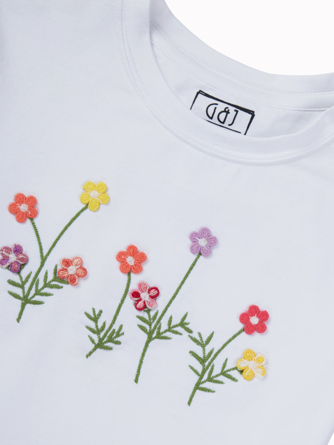 Girls White Casual Relaxed Fit Printed Half Sleeves Tshirt