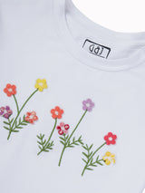 Girls White Casual Relaxed Fit Printed Half Sleeves Tshirt