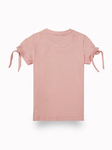 Girls Pink Casual Relaxed Fit Printed Half Sleeves Top
