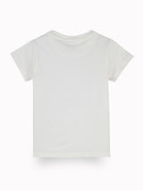 Girls White Casual Relaxed Fit Printed Half Sleeves Tshirt