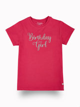 Girls Pink Casual Relaxed Fit Printed Half Sleeves Top