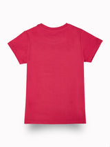 Girls Pink Casual Relaxed Fit Printed Half Sleeves Top