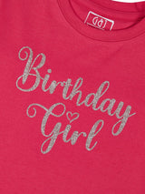Girls Pink Casual Relaxed Fit Printed Half Sleeves Top