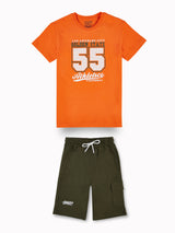 Boys Multicolor Casual Relaxed Fit Printed Half Sleeves Co-Ord Set