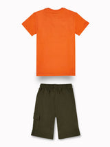 Boys Multicolor Casual Relaxed Fit Printed Half Sleeves Co-Ord Set