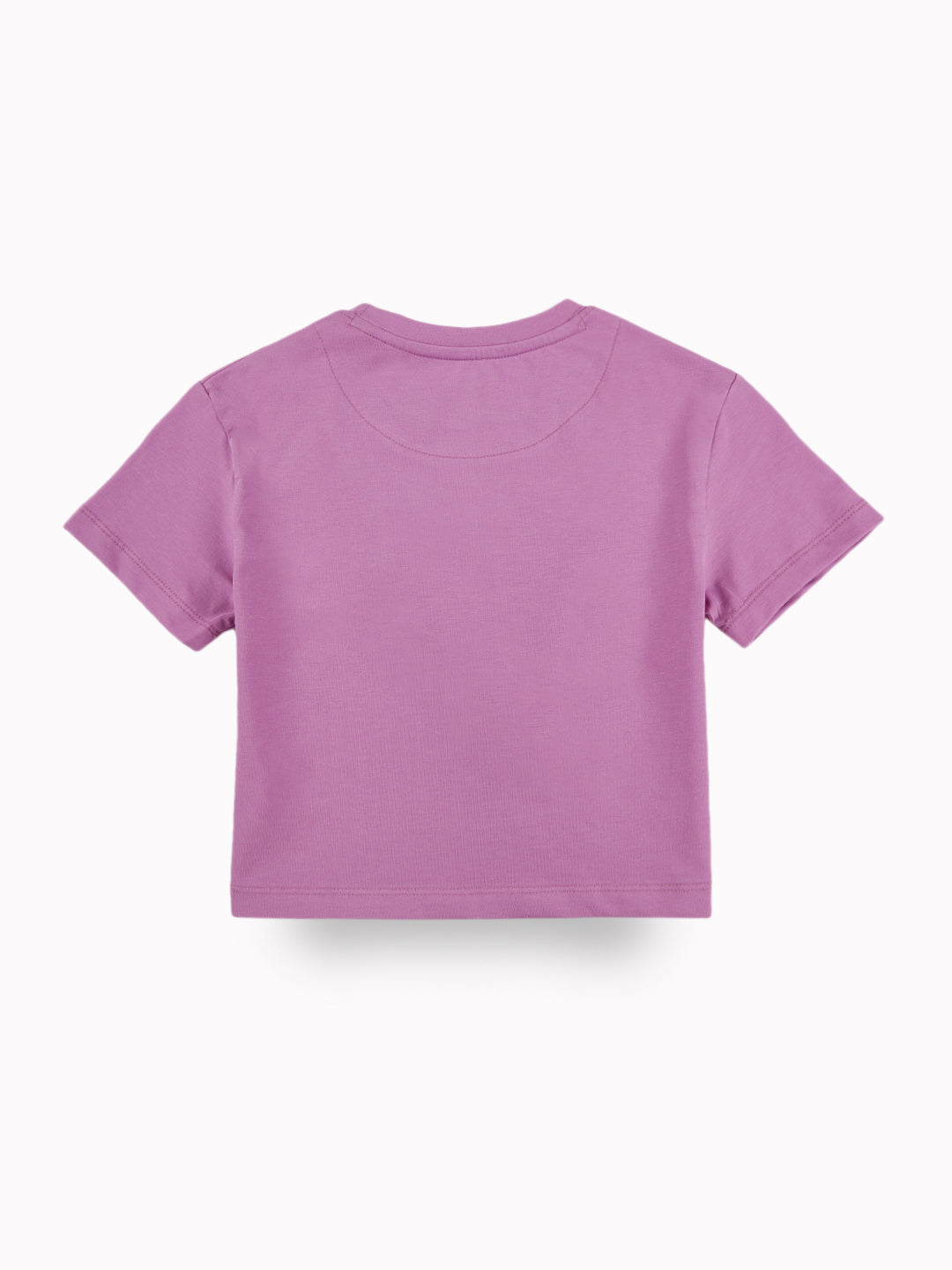 Girls Purple Casual Relaxed Fit Printed Half Sleeves Top