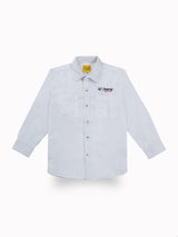 Boys White Casual Relaxed Fit Solid Full Sleeves Shirt