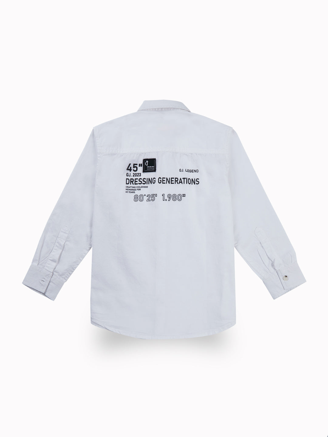 Boys White Casual Relaxed Fit Solid Full Sleeves Shirt