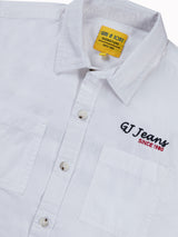 Boys White Casual Relaxed Fit Solid Full Sleeves Shirt