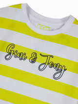 Girls Yellow Casual Relaxed Fit Striped Half Sleeves Top