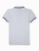 Boys White Casual Relaxed Fit Solid Half Sleeves Polo Tshirt