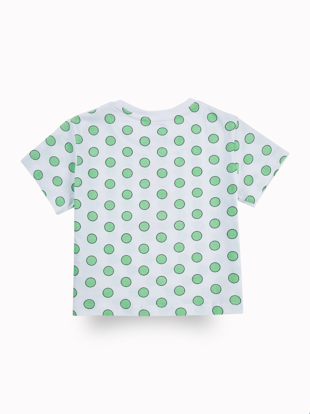 Girls Green Casual Relaxed Fit Printed Half Sleeves Top