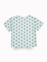 Girls Green Casual Relaxed Fit Printed Half Sleeves Top
