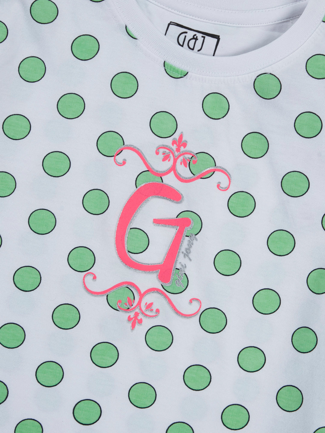 Girls Green Casual Relaxed Fit Printed Half Sleeves Top