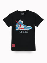 Boys Black Casual Relaxed Fit Printed Half Sleeves Tshirt