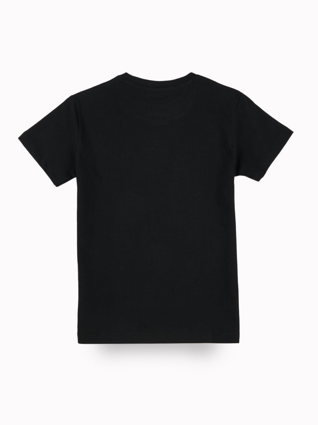 Boys Black Casual Relaxed Fit Printed Half Sleeves Tshirt