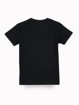 Boys Black Casual Relaxed Fit Printed Half Sleeves Tshirt