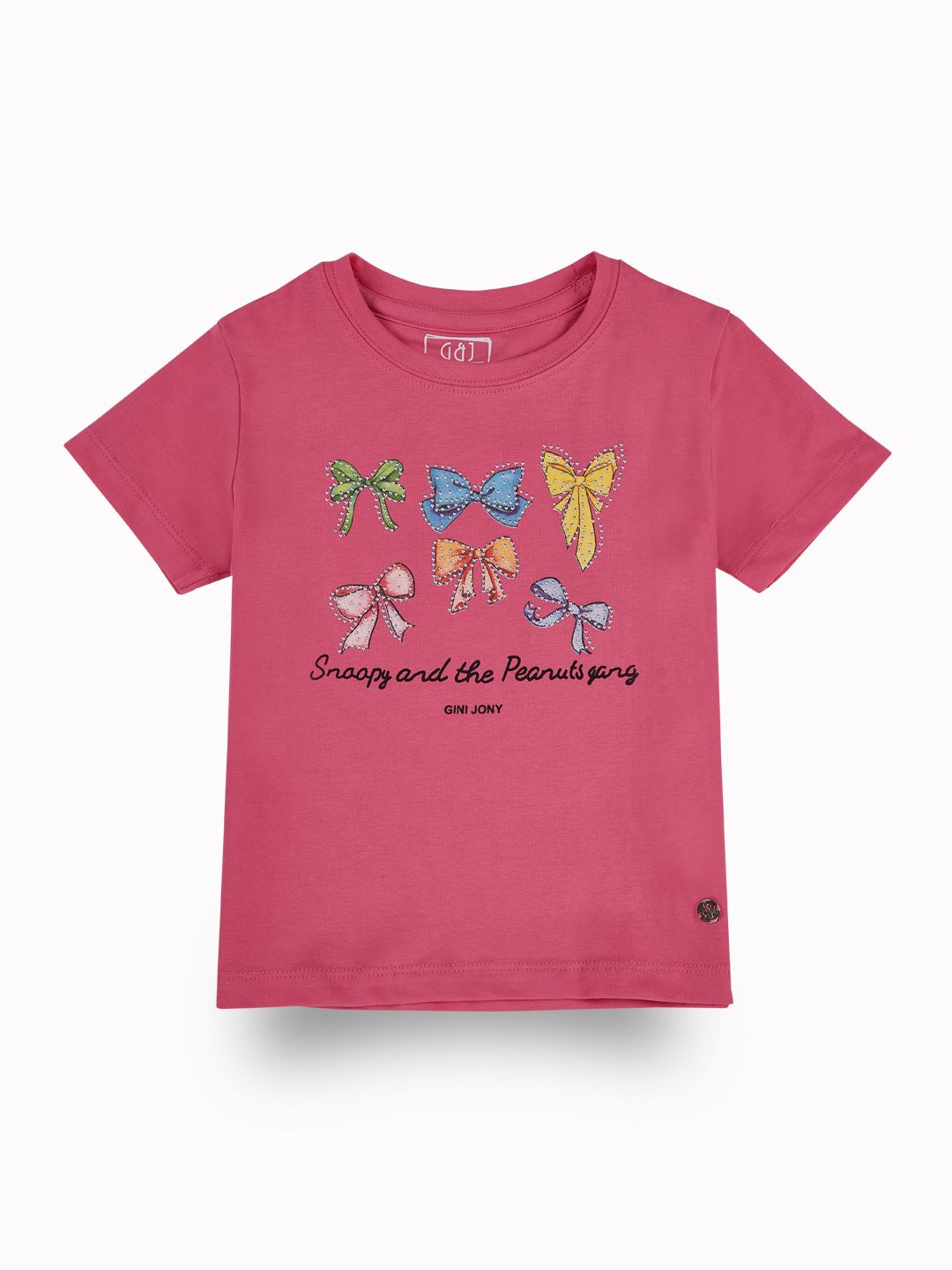 Girls Pink Casual Relaxed Fit Printed Half Sleeves Tshirt