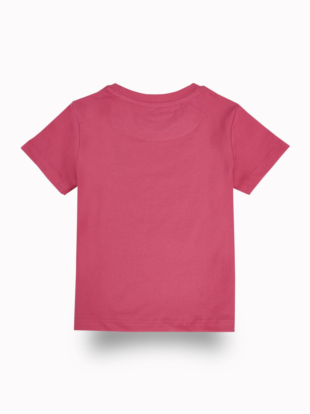 Girls Pink Casual Relaxed Fit Printed Half Sleeves Tshirt