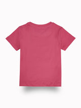 Girls Pink Casual Relaxed Fit Printed Half Sleeves Tshirt