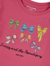 Girls Pink Casual Relaxed Fit Printed Half Sleeves Tshirt