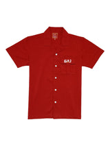 Boys Red Logo Cotton Shirt Half Sleeves