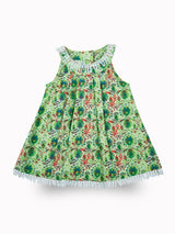 Girls Green Casual Relaxed Fit Printed Sleeveless Co-Ord Set