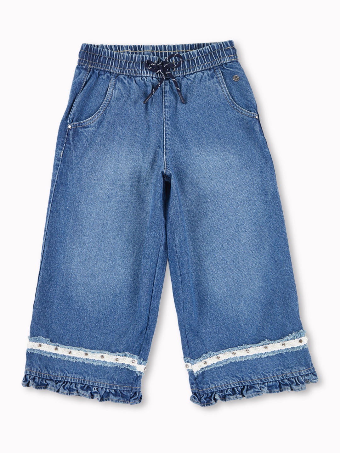 Girls Blue Casual Regular Fit  Jeans