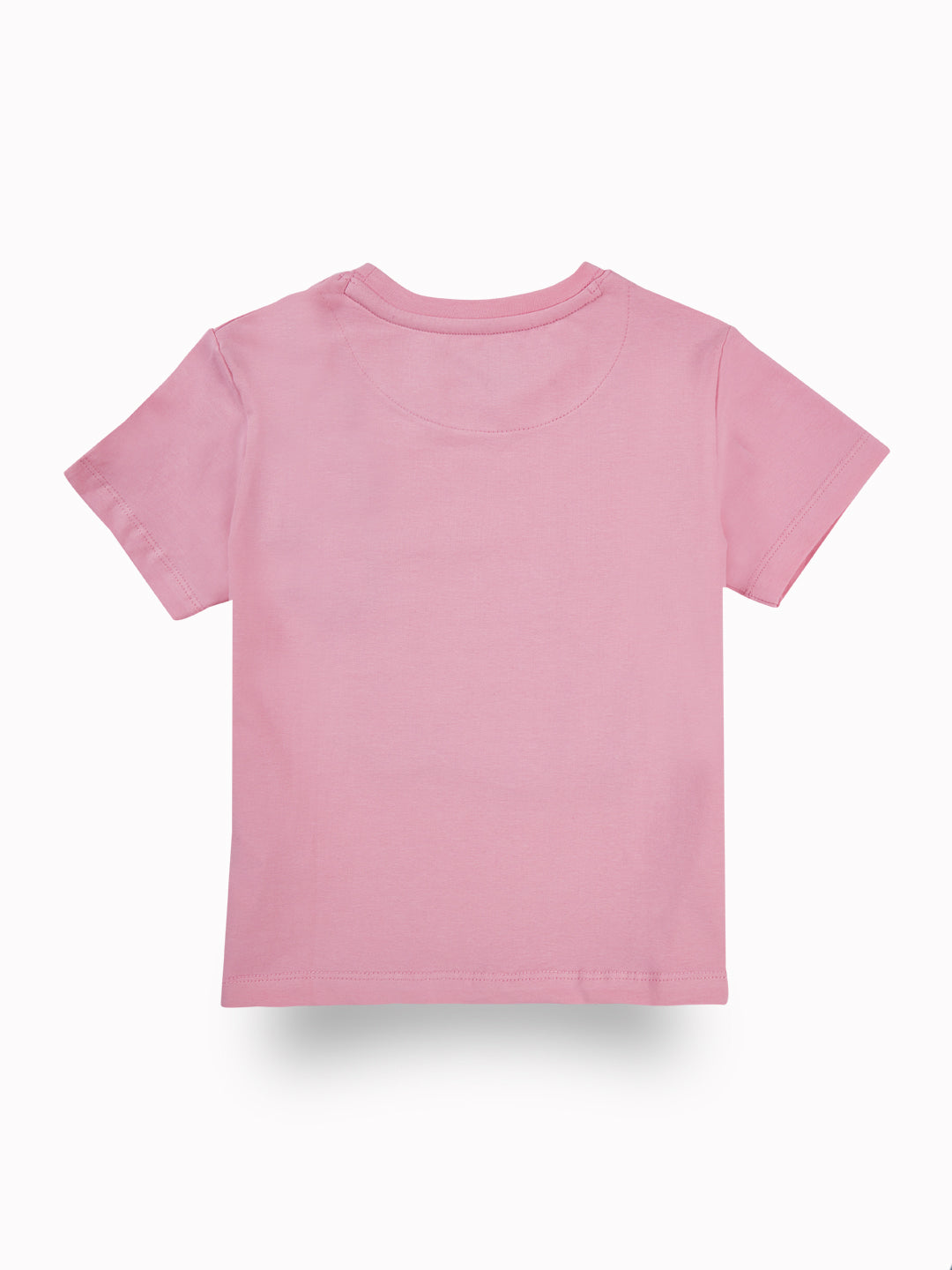 Girls Pink Casual Relaxed Fit Printed Half Sleeves Tshirt