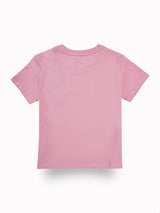 Girls Pink Casual Relaxed Fit Printed Half Sleeves Tshirt