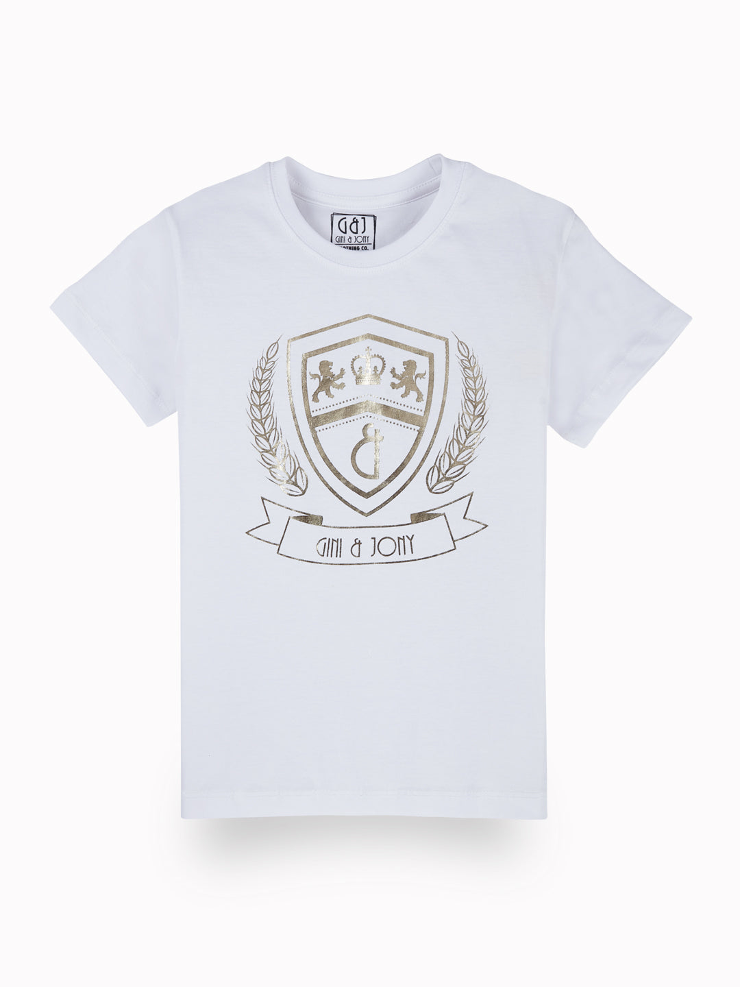 Boys White Casual Relaxed Fit Printed Half Sleeves Tshirt