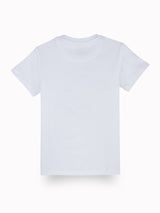 Boys White Casual Relaxed Fit Printed Half Sleeves Tshirt