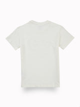 Boys White Casual Relaxed Fit Printed Half Sleeves Tshirt