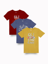 Boys Multicolor Casual Relaxed Fit Printed Half Sleeves Tshirt