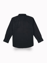 Boys Black Casual Relaxed Fit Solid Full Sleeves Shirt