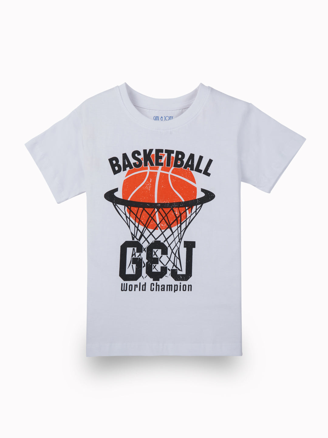 Boys White Casual Relaxed Fit Printed Half Sleeves Tshirt