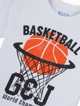 Boys White Casual Relaxed Fit Printed Half Sleeves Tshirt