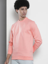 Men's Red Casual Round Neck Solid Full Sleeves Sweatshirt