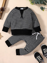 Boys Black Casual Full Sleeves Sweatshirt and Jogger Set