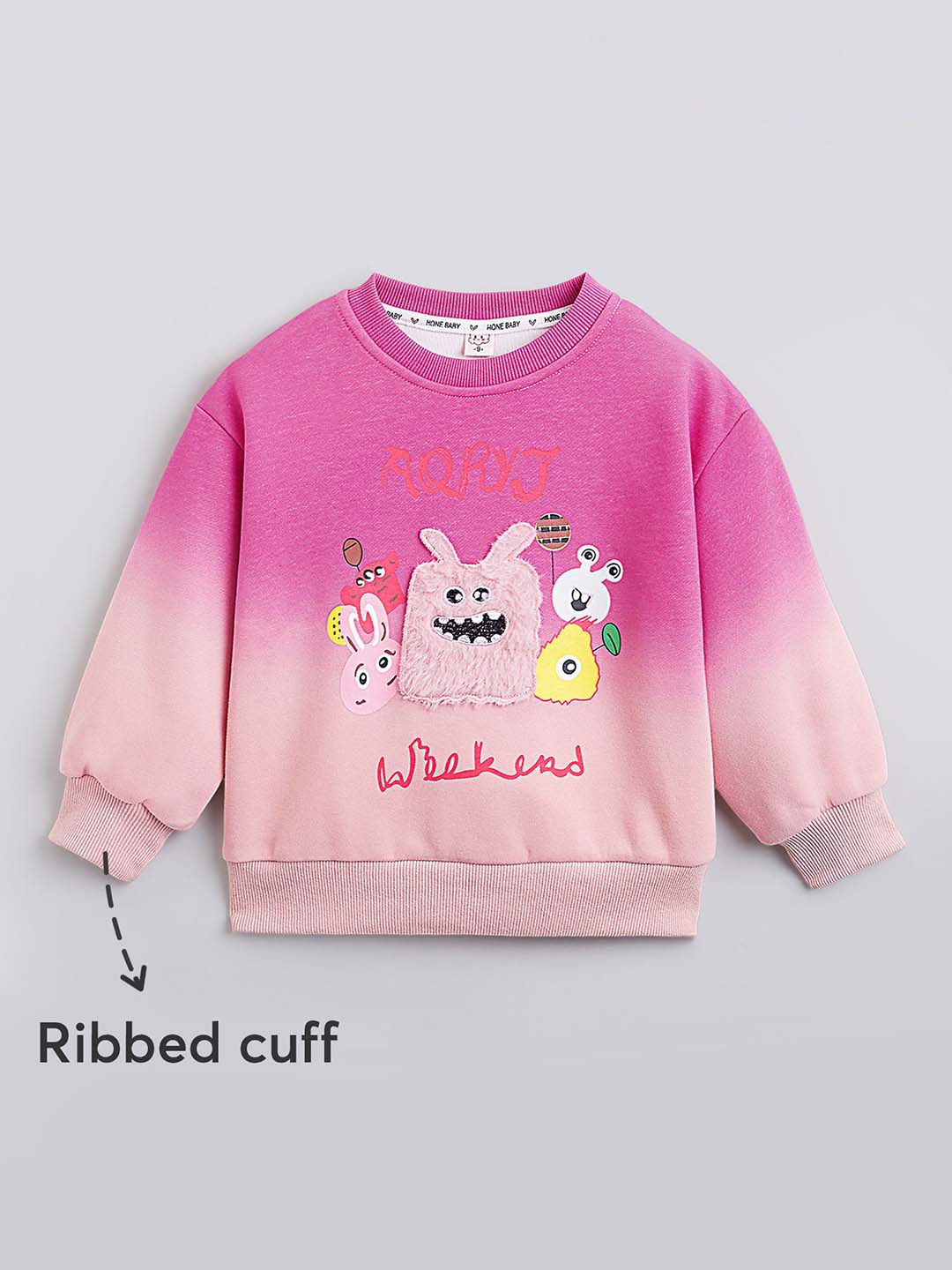 Girls Pink Casual Full Sleeves Sweatshirt and Joggers