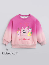 Girls Pink Casual Full Sleeves Sweatshirt and Joggers