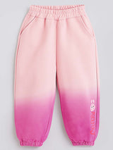 Girls Pink Casual Full Sleeves Sweatshirt and Joggers