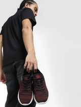 Men's Black Casual Self Design Sneakers