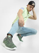 Men's Grey Casual Self Design Sneakers