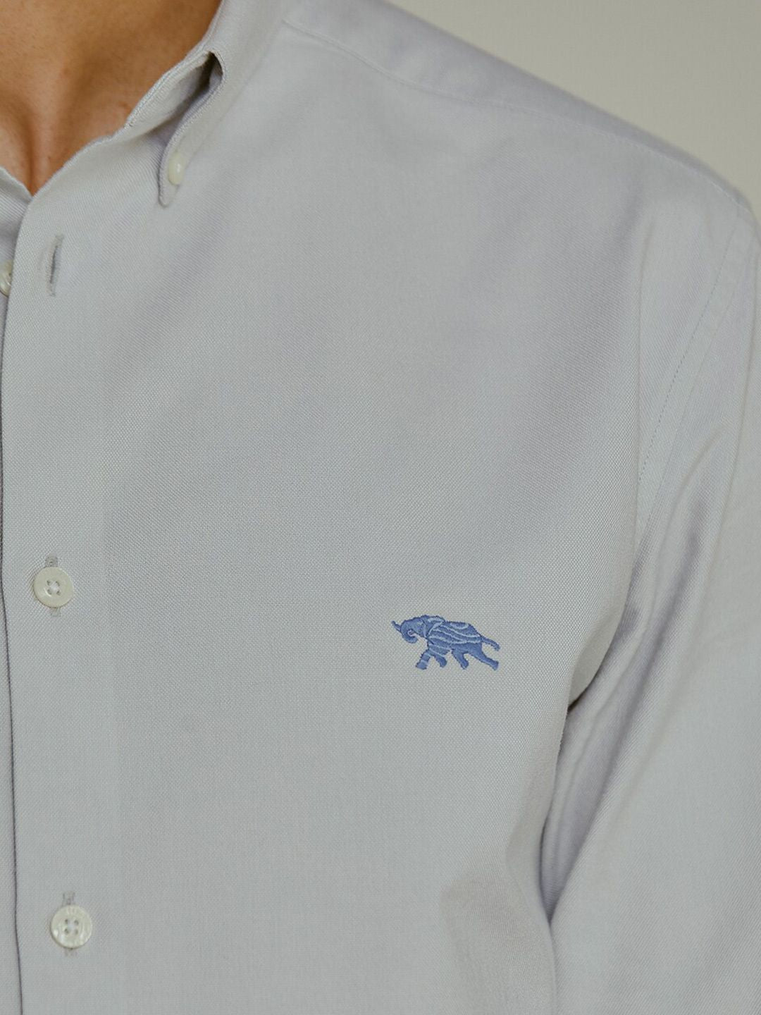 Men's Grey Casual Regular Fit Solid Full Sleeves Shirt