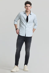 Men's Blue Casual Slim Fit Solid Full Sleeves Shirt