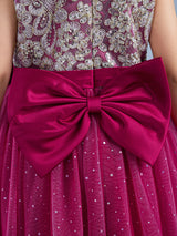 Girls Red Sequin Embellished Gown